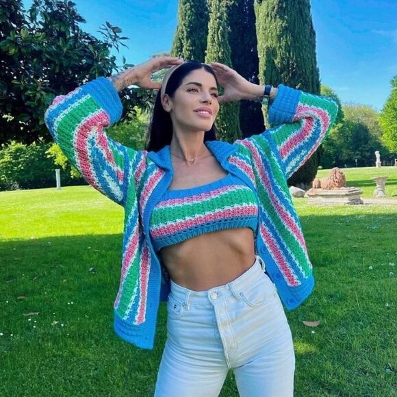 ZARA NWT KNIT TOP MULTICOLORED bloggers fav🔵 - Picture 2 of 8